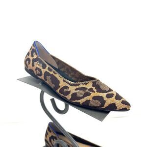Rothys The Point Brown & Tan Leopard Animal Print Flats Shoes Size 9